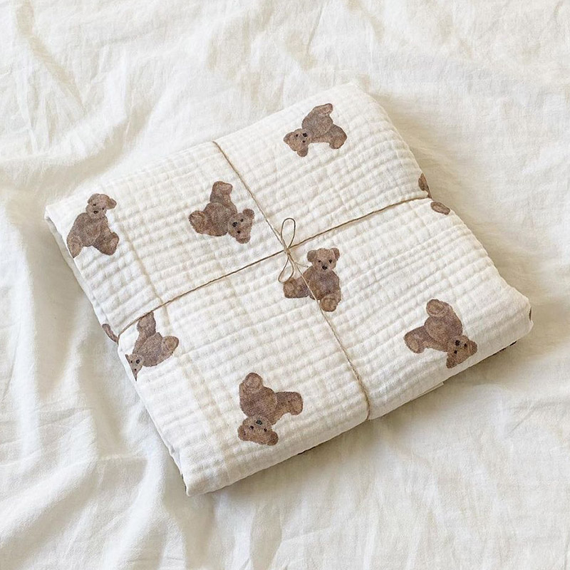 Swaddle Blanket Muslin - 곰 인쇄 아기 담요 신생아 모슬린