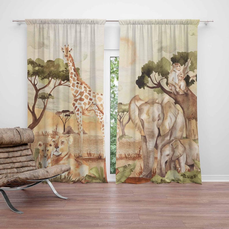 Baby Nursery Blackout Curtains - 엄마와 아기 커튼 사파리 동물 유아방