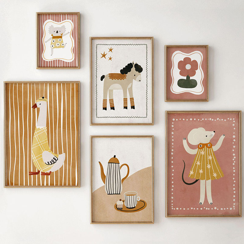 Baby Nursery Images - 마우스 거위 말 코알라 커피 꽃
