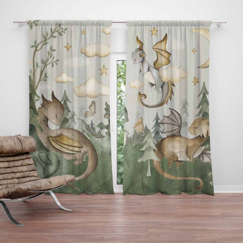 Baby Nursery Blackout Curtains - 작은 용 유아용 커튼 동물 어린이