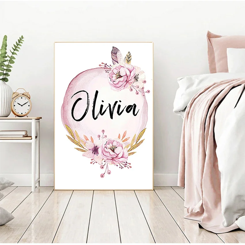 Baby Nursery Name Wall Art - 아트 나이트리리 퍼린트 벽화 어린이 침실