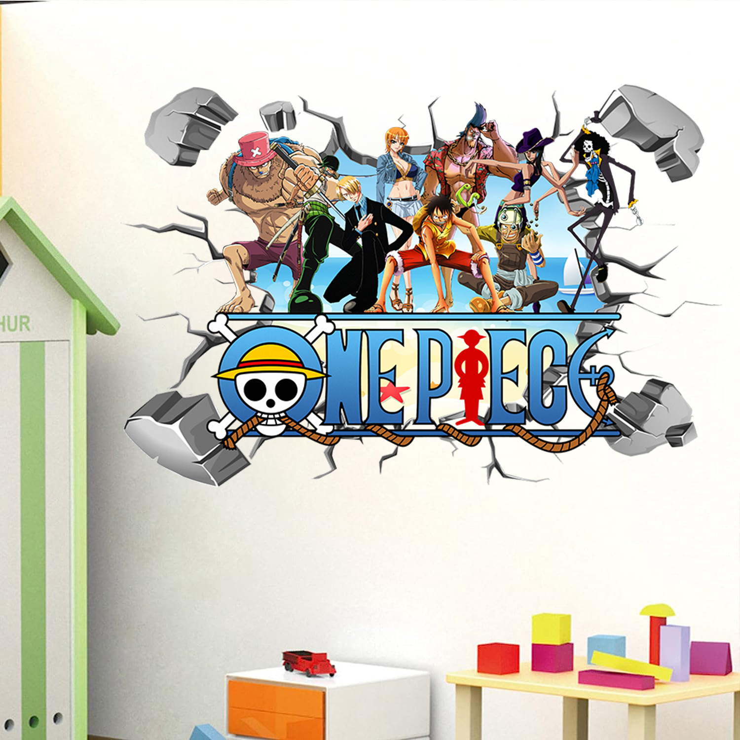 Baby Nursery Wall Mural - 만화 원피스 루피 3D 벽 스티커