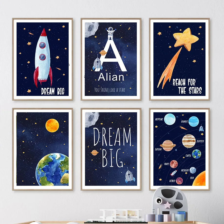 Baby Nursery Name Wall Art - 1pc 캔버스 그림 사용자 정의 이름