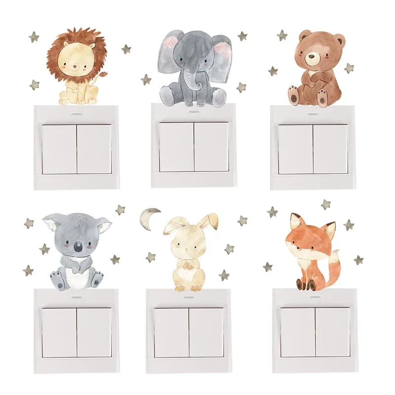 Wall Decal Nursery - 1/2/4/6set 어린이 방을위한 만화 동물 벽