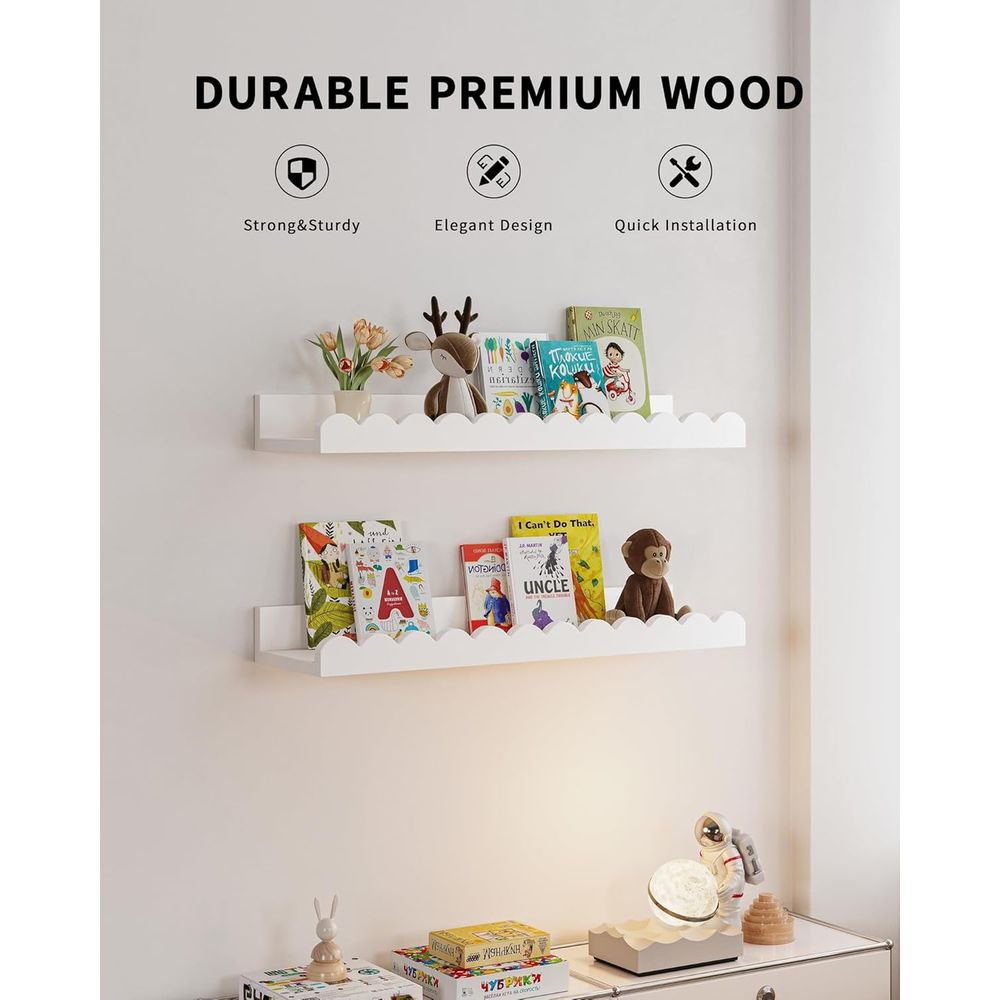 4팩 화이트 플로팅 선반, 벽걸이형 어린이용, 물결 모 - Baby Nursery Floating Shelves 리뷰 및 가격
