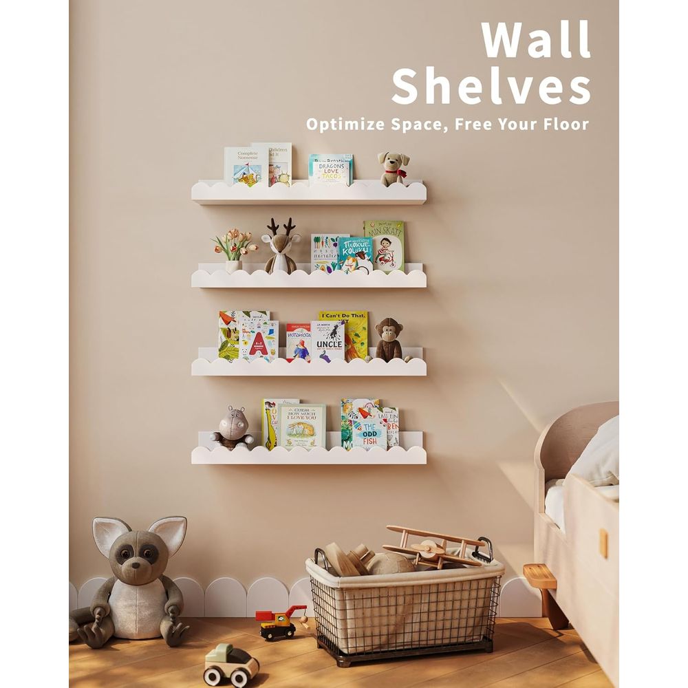 4팩 화이트 플로팅 선반, 벽걸이형 어린이용, 물결 모 - Baby Nursery Floating Shelves 리뷰 및 가격