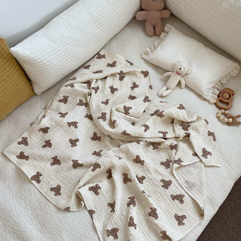 곰 인쇄 아기 담요 신생아 모슬린 면화 거즈 Swadd - Swaddle Blanket Muslin 리뷰 및 가격
