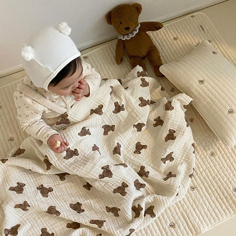곰 인쇄 아기 담요 신생아 모슬린 면화 거즈 Swadd - Swaddle Blanket Muslin 리뷰 및 가격