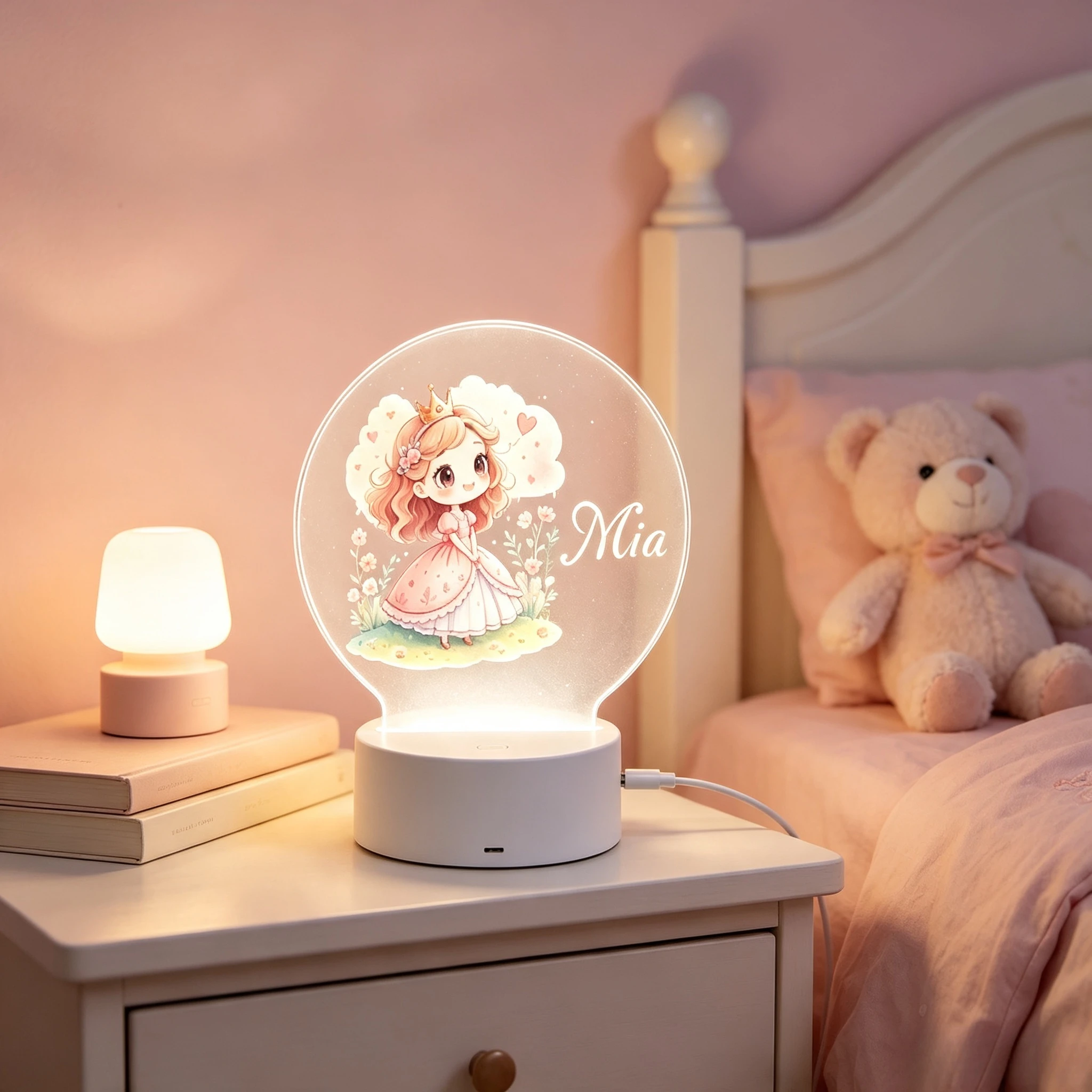 귀여운 왕관 작은 공주 꽃무늬 원형 아크릴 무드등 아기 - Baby Nursery Light 리뷰 및 가격