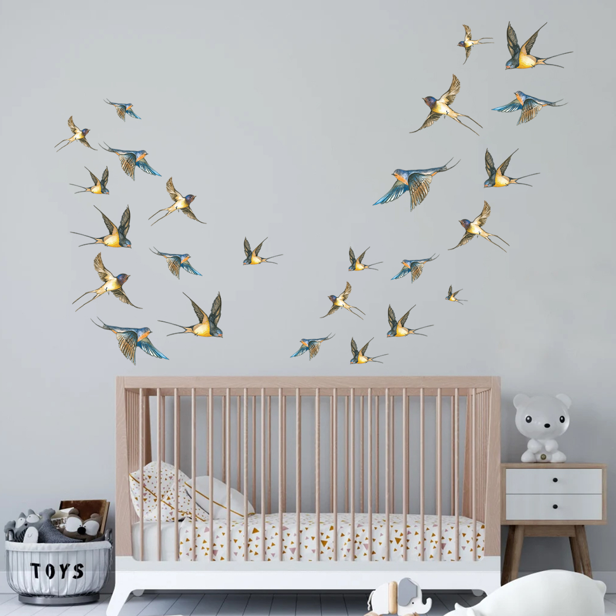 수채화 멀티 컬러 새 벽 스티커, 홈 데코 액세서리,  - Baby Nursery Accessories 리뷰 및 가격