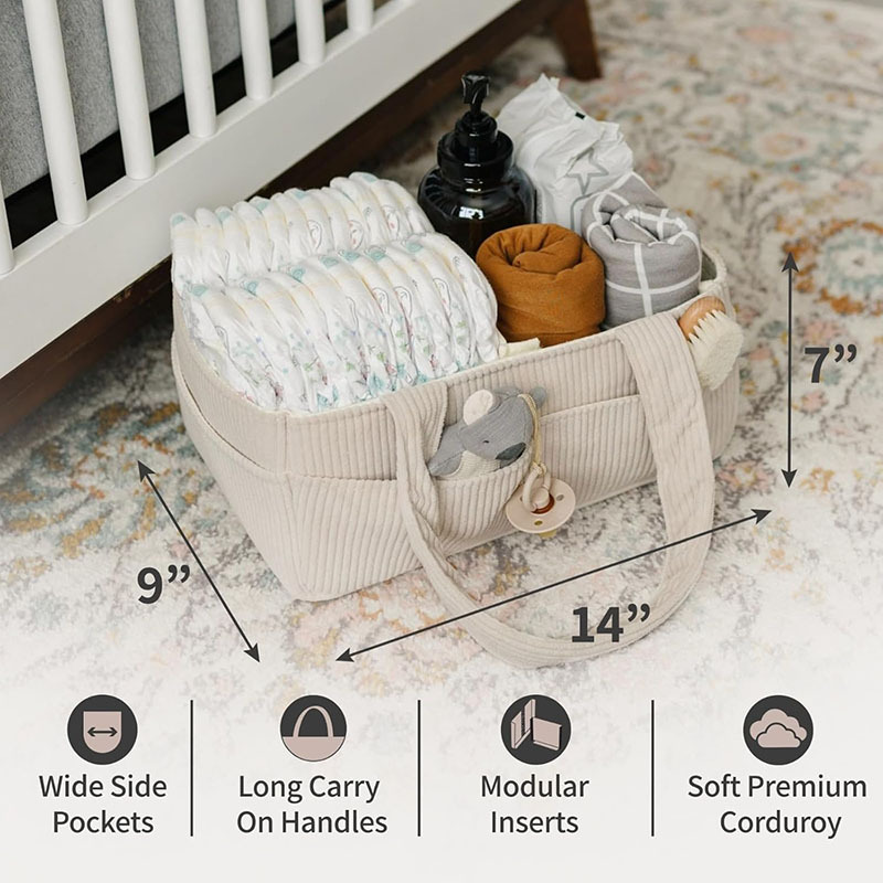 대용량 접이식 코듀로이 아기 기저귀 캐디 휴대용 손잡이 - Baby Nursery Handles 리뷰 및 가격