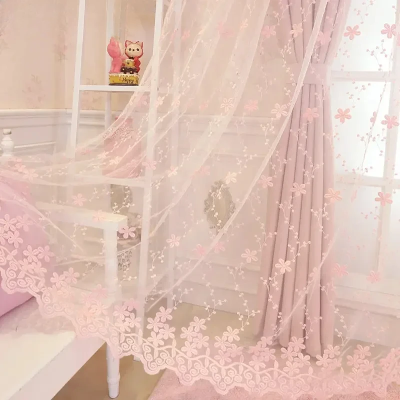 1PC 한국 핑크 시스루 공주 커튼 소녀 아이들 거실  - Baby Nursery Blackout Curtains 리뷰 및 가격