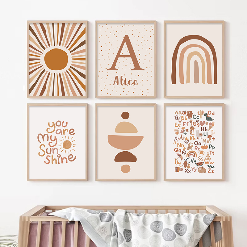 추상화 태양 무지개 맞춤형 아기 이름 보육 벽 아트 캔 - Baby Nursery Name Wall Art 리뷰 및 가격