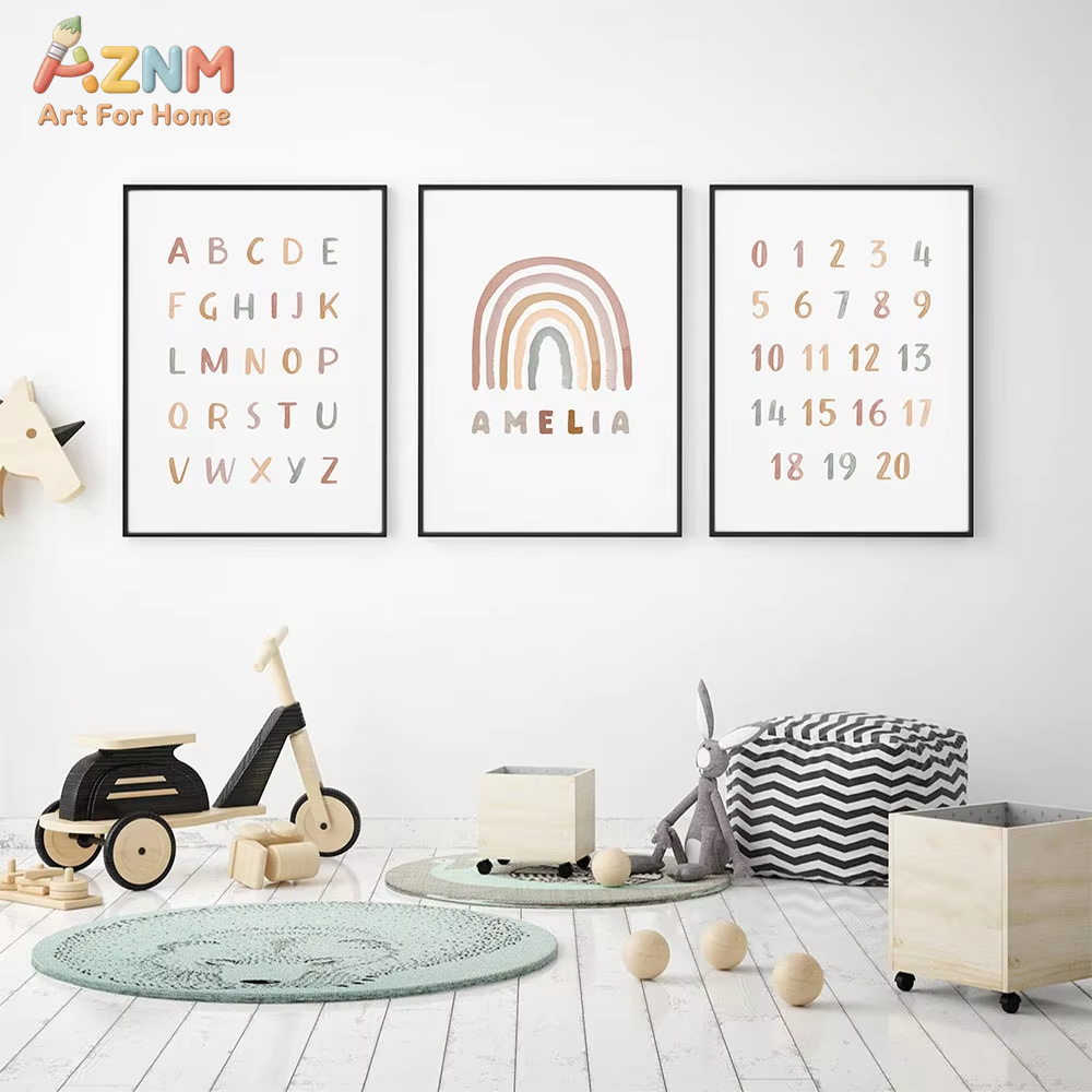포스터 맞춤형 ABC 123 레인보우 아기 이름 프린트 - Baby Nursery Name Wall Art 리뷰 및 가격