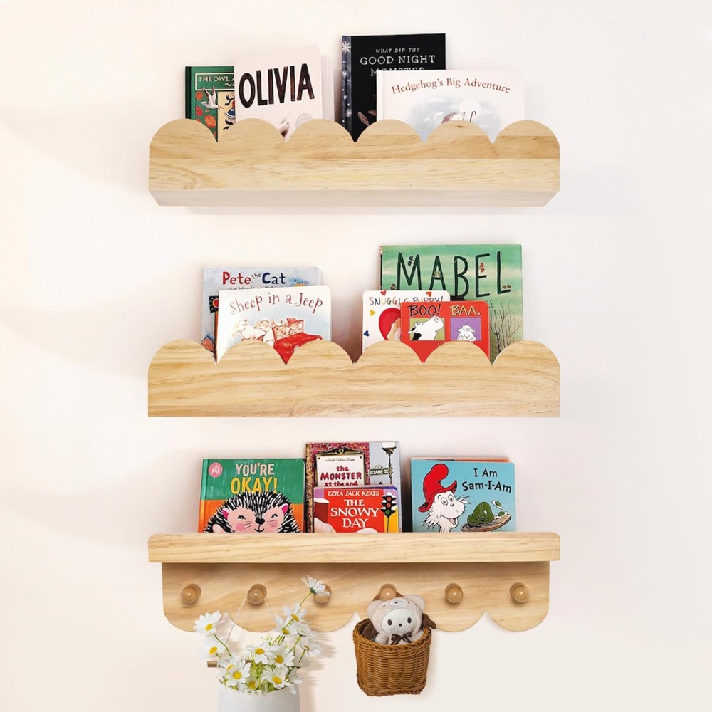 유아용 책장 3개 세트 나무 벽걸이 선반 아이들용 스칼 - Baby Nursery Floating Shelves 리뷰 및 가격