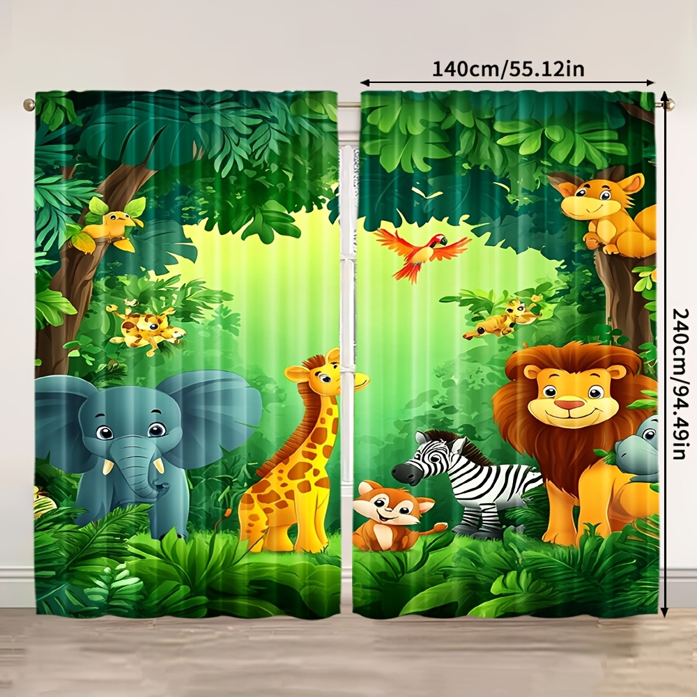 2pcs 만화 동물 커튼 정글 사파리 인쇄 폴리 에스터 - Baby Nursery In Hospital 리뷰 및 가격