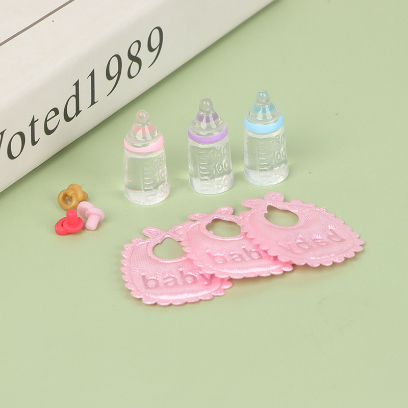 1:12 인형 집 미니어처 젖병 젖꼭지 턱받이 세트,  - Baby Nursery Accessories 리뷰 및 가격