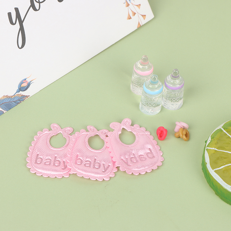 1:12 인형 집 미니어처 젖병 젖꼭지 턱받이 세트,  - Baby Nursery Accessories 리뷰 및 가격