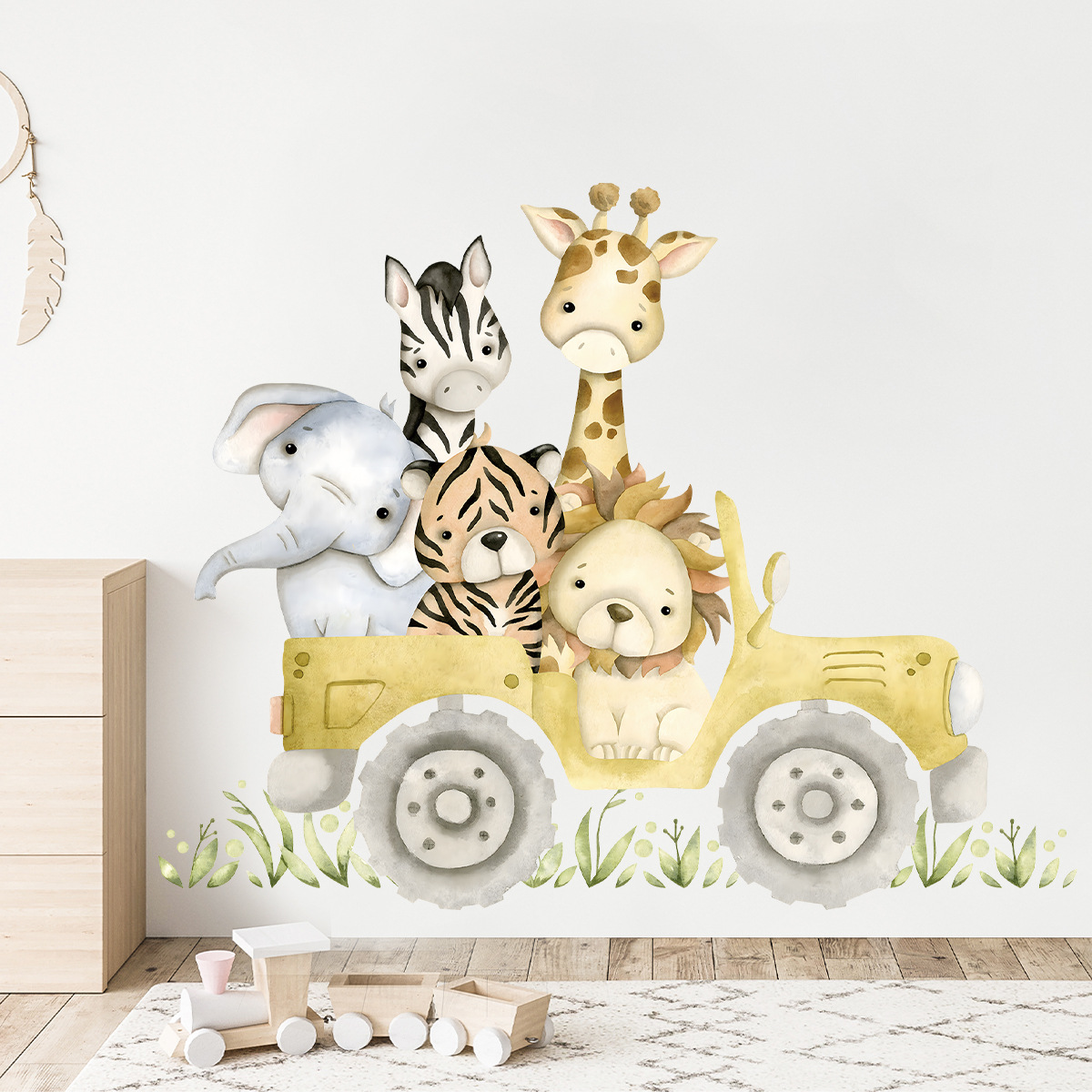 아기용 귀여운 동물 드라이브 지프 벽 스티커, 만화 사 - Baby Zebra Nursery 리뷰 및 가격