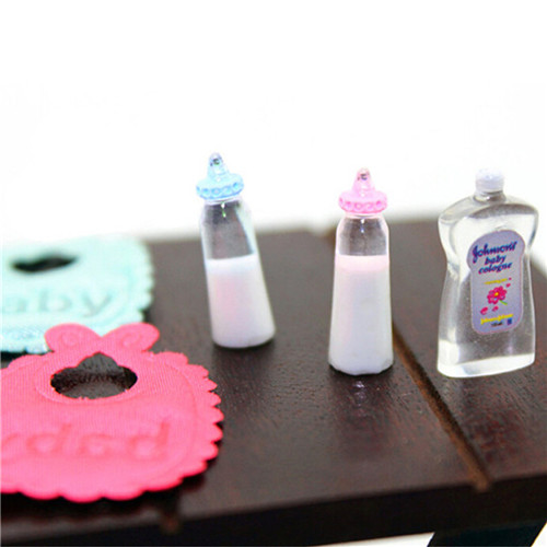 1:12 인형 집 미니어처 아기 병 샴푸 턱받이 세트  - Baby Nursery Accessories 리뷰 및 가격