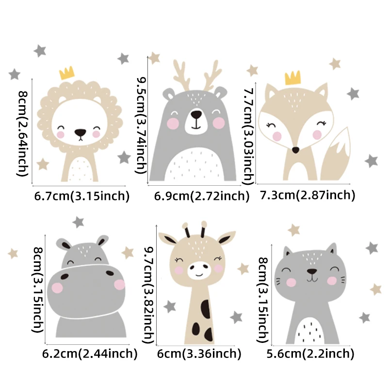 6개의 보헤미안 스타일의 기분 좋은 동물 데칼은 웃는  - Wall Decal Nursery 리뷰 및 가격
