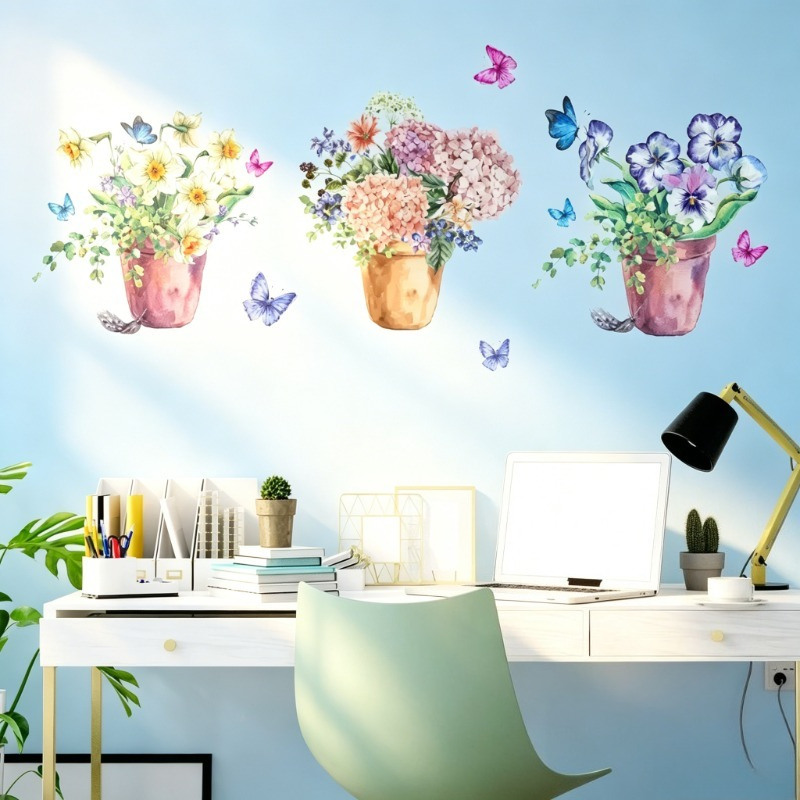 파스텔 수국 팬지 벽 데칼 붙였다 떼었다 할 수 있는  - Wall Decal Nursery 리뷰 및 가격