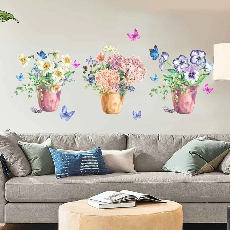 파스텔 수국 팬지 벽 데칼 붙였다 떼었다 할 수 있는  - Wall Decal Nursery 리뷰 및 가격
