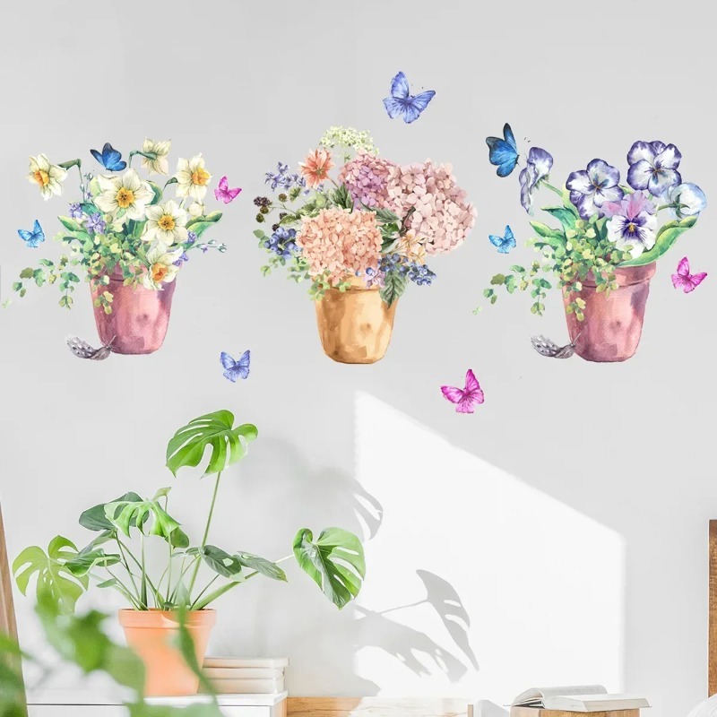 파스텔 수국 팬지 벽 데칼 붙였다 떼었다 할 수 있는  - Wall Decal Nursery 리뷰 및 가격
