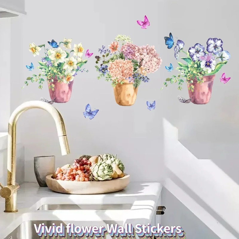 파스텔 수국 팬지 벽 데칼 붙였다 떼었다 할 수 있는  - Wall Decal Nursery 리뷰 및 가격