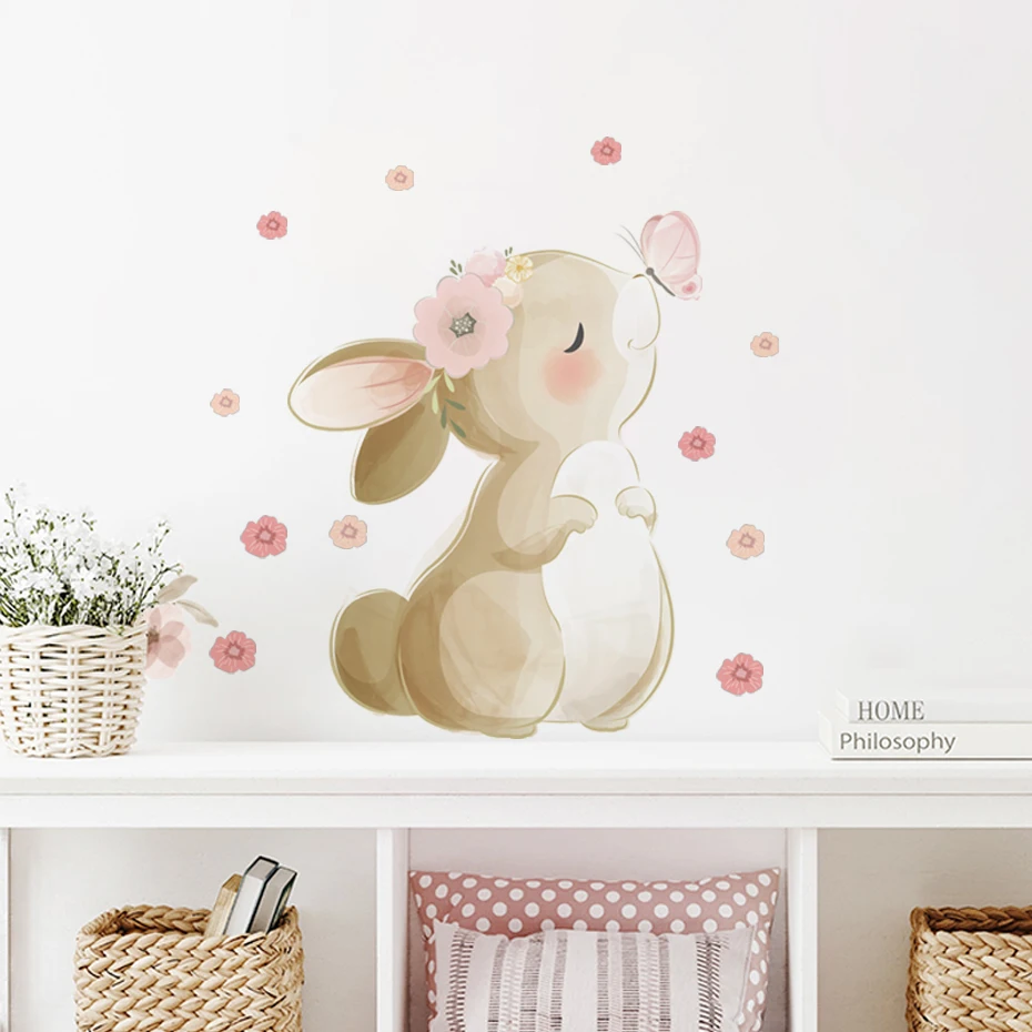 보헤미안 스타일 꽃무늬 토끼 나비 벽 데칼, 아이방,  - Wall Decal Nursery 리뷰 및 가격