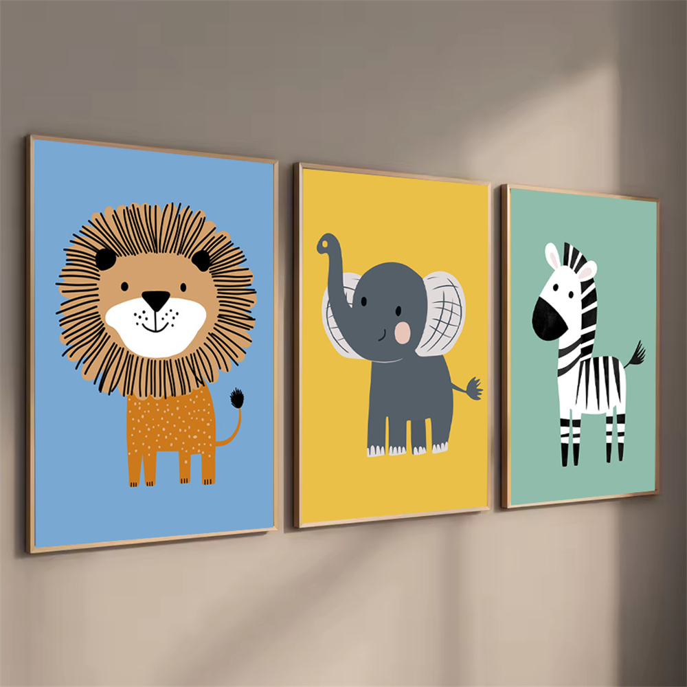 만화 동물 사자 얼룩말 코끼리 벽 예술 캔버스 그림 보 - Baby Zebra Nursery 리뷰 및 가격