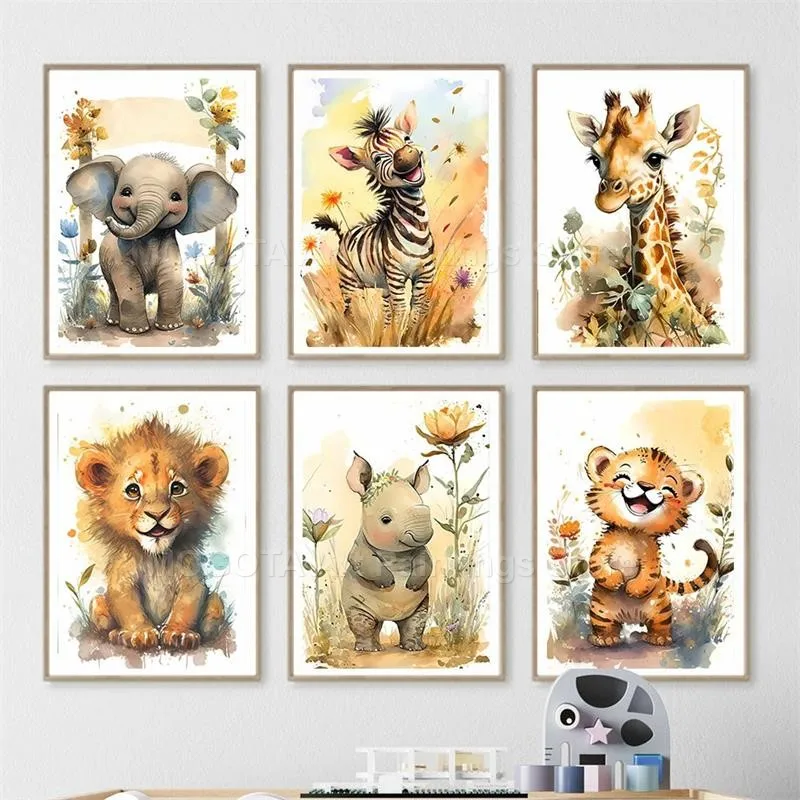 수채화 사자 기린 호랑이 코끼리 얼룩말 보육 벽 아트  - Baby Zebra Nursery 리뷰 및 가격