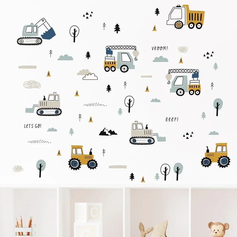 손으로 그린 ​​귀여운 자동차 화물 트럭 벽 스티커 어 - Baby Nursery Wall Mural 리뷰 및 가격