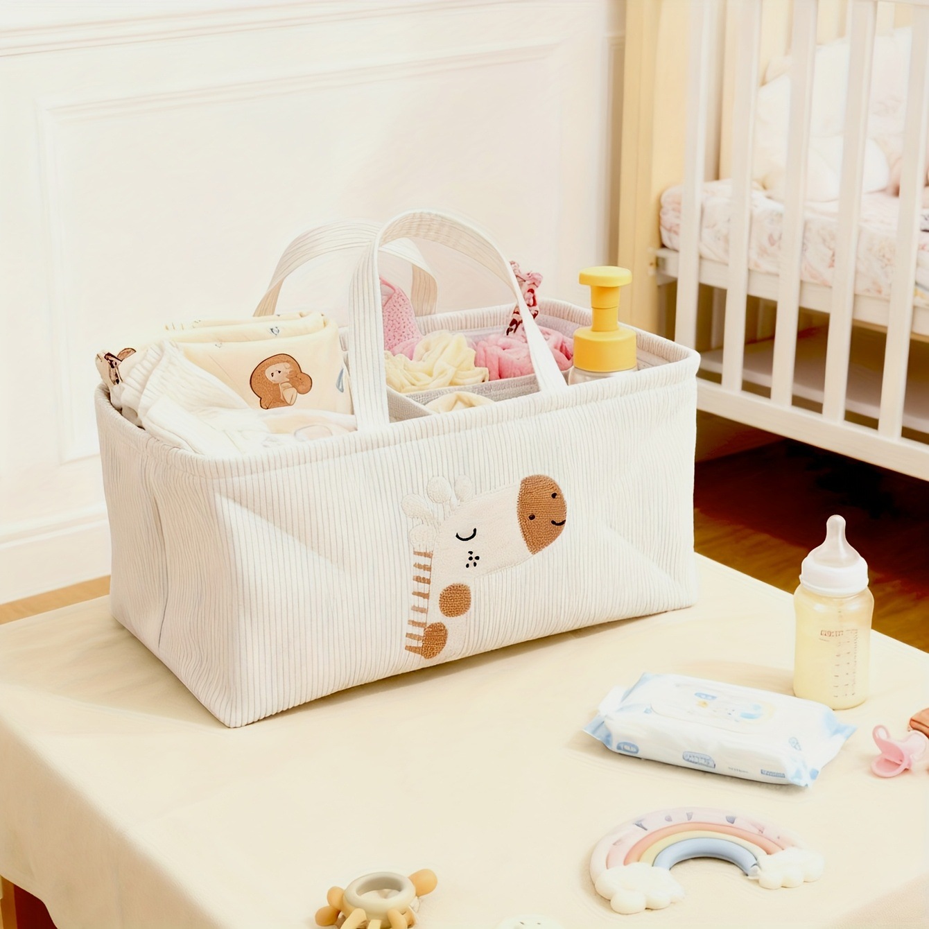 귀여운 사자 모양 기저귀 정리함, 접이식 패브릭 수납  - Baby Nursery Handles 리뷰 및 가격