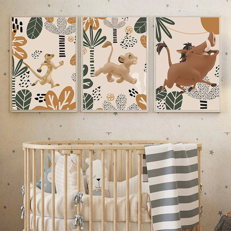 키즈 라이온 킹 Boho 포스터 및 인쇄 영화 동물 사 - Baby Nursery Images 리뷰 및 가격
