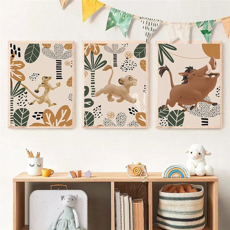키즈 라이온 킹 Boho 포스터 및 인쇄 영화 동물 사 - Baby Nursery Images 리뷰 및 가격