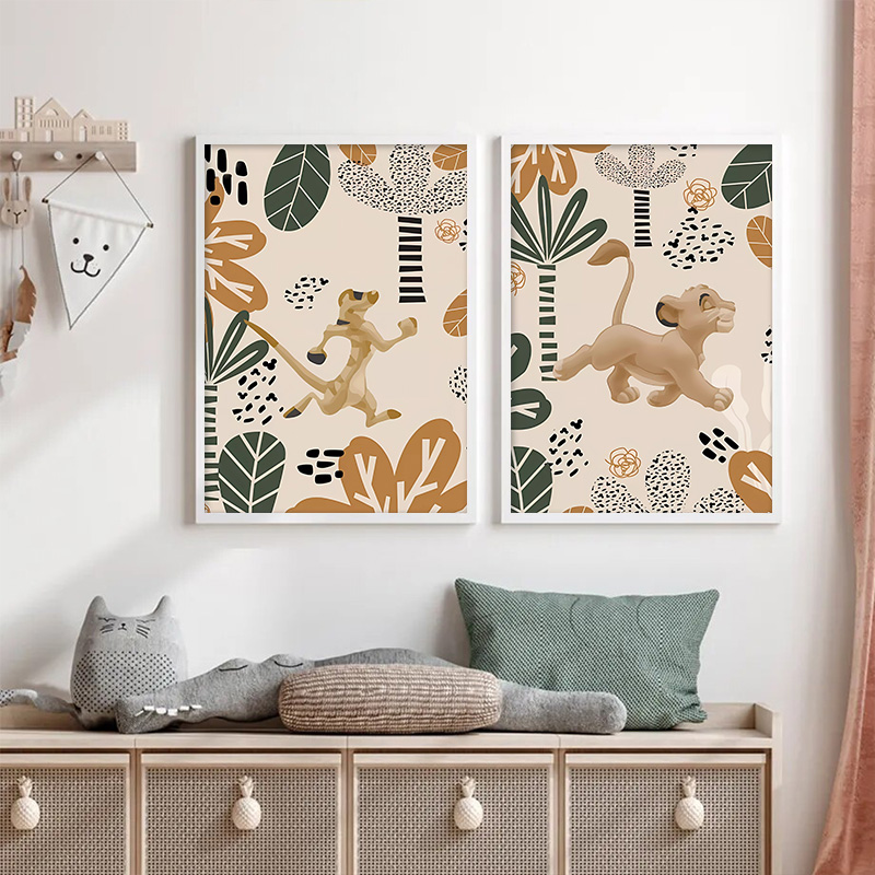 키즈 라이온 킹 Boho 포스터 및 인쇄 영화 동물 사 - Baby Nursery Images 리뷰 및 가격