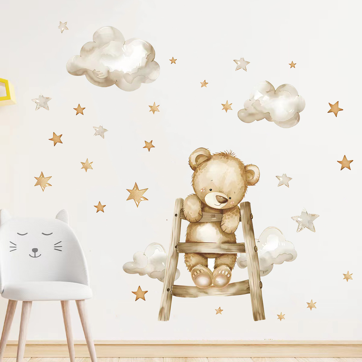 귀여운 곰 별 벽 스티커 아이 방 소녀 소년 아기 방  - Baby Nursery Wallpaper Girl 리뷰 및 가격
