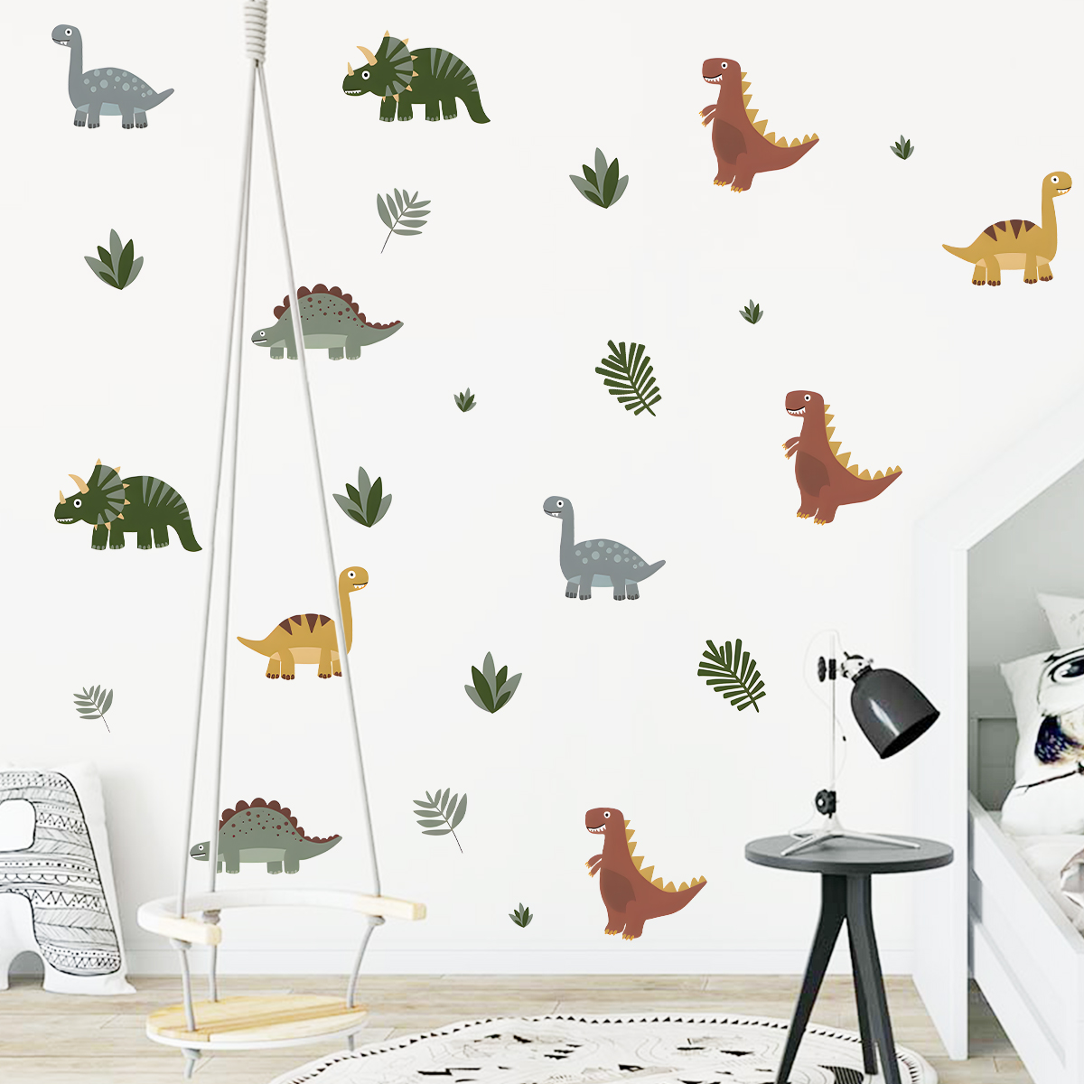 만화 귀여운 공룡 잎 동물 벽 스티커 어린이 방에 대  - Baby Nursery Wall Mural 리뷰 및 가격