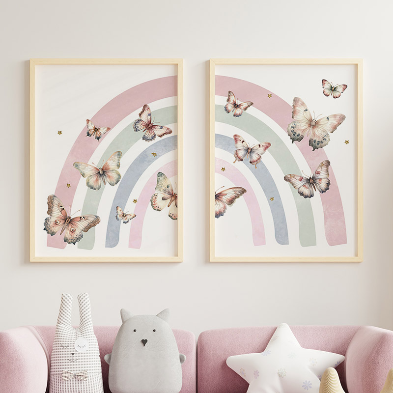 핑크 무지개 나비 사용자 정의 아기 이름 벽 예술 보육 - Baby Nursery Name Wall Art 리뷰 및 가격