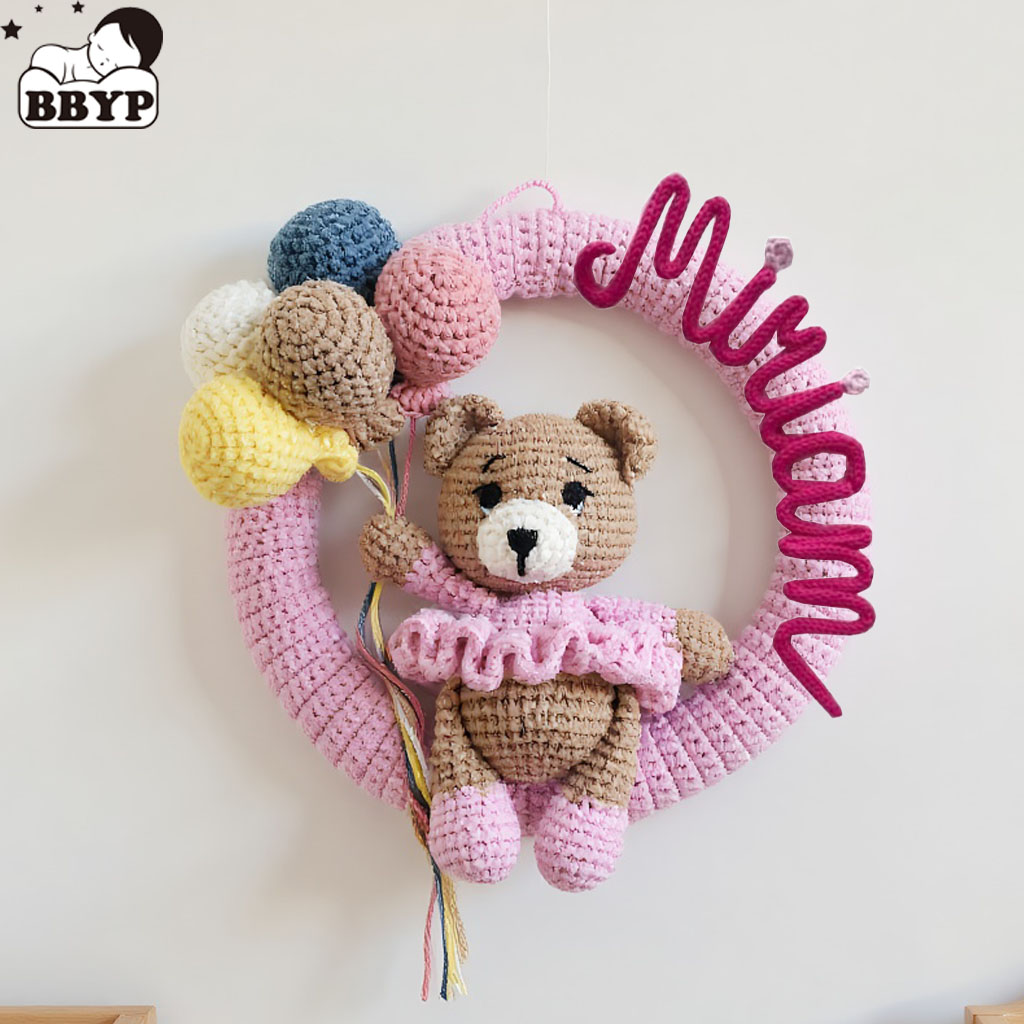 곰과 풍선이 있는 맞춤형 크로셰 이름 화환, 아기를 위 - Baby Nursery Ideas 리뷰 및 가격