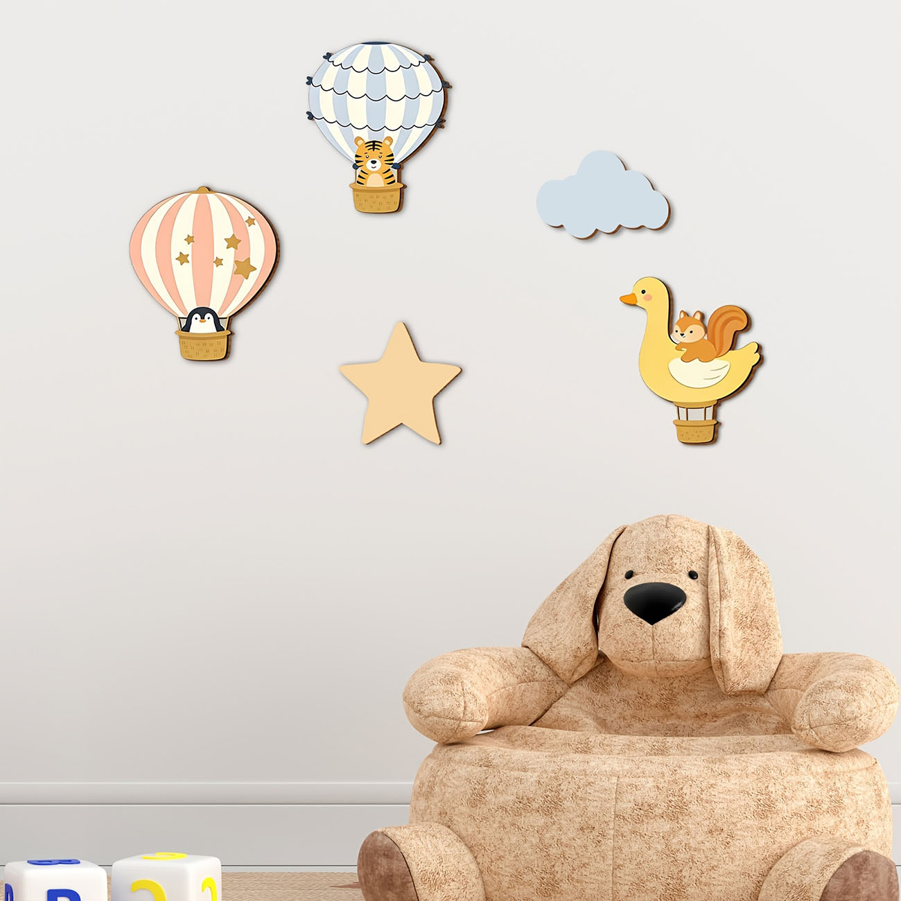 5개 동물 열기구 나무 벽 스티커 보육원 어린이 방 장 - Baby Nursery Wall Mural 리뷰 및 가격