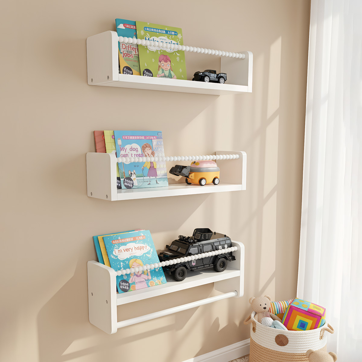 원목 유아용 책꽂이, 15.7인치 벽걸이형 책꽂이 3개 - Baby Nursery Floating Shelves 리뷰 및 가격