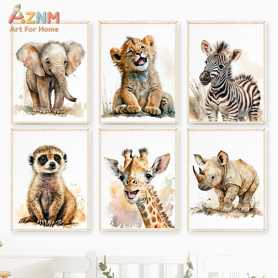 AZNm 수채화 사파리 아기 동물 캔버스 벽 예술, 코 - Baby Zebra Nursery 리뷰 및 가격